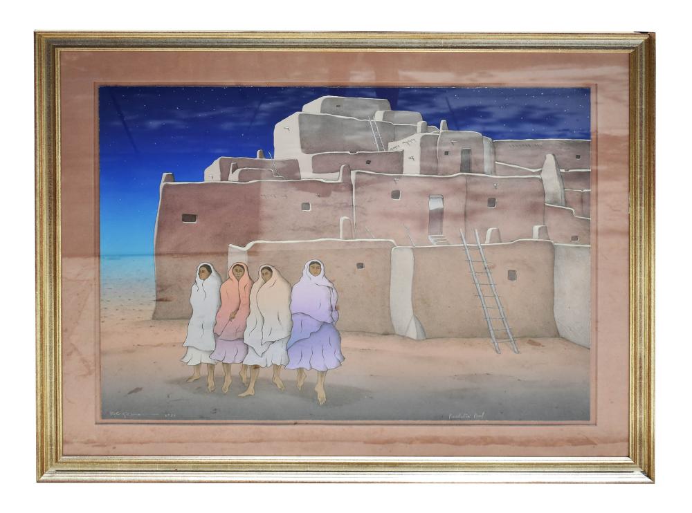 Appraisal: RUDOLPH CARL GORMAN AMERICAN - Women Before Taos Pueblo Adobes