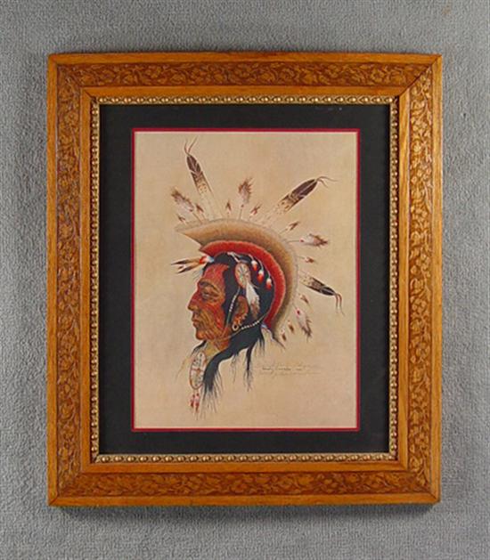 Appraisal: Woody Crumbo Native American - Color lithograph of Cheyenne Black