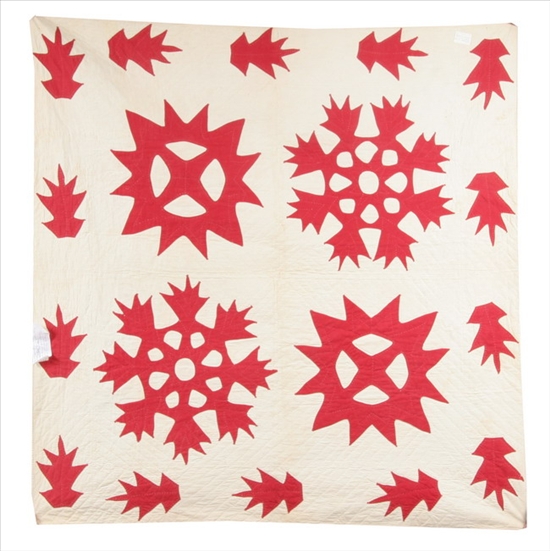 Appraisal: AMERICAN RED AND WHITE COTTON CRIB QUILT Circa Oley Valley