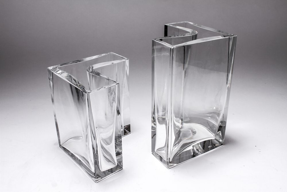 Appraisal: Baccarat Crystal Modern Vases Pair Baccarat crystal modern vases pair