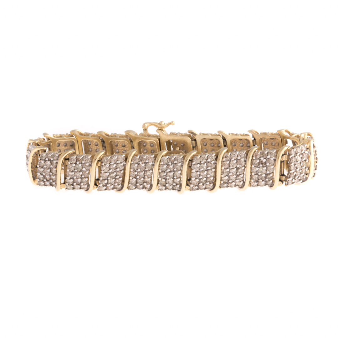 Appraisal: A Wide K Diamond Link Bracelet K yellow gold bracelet