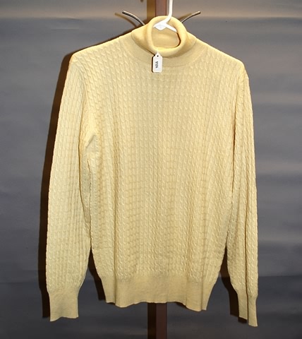 Appraisal: Neiman Marcus yellow silk cashmere cable turtleneck top Size L