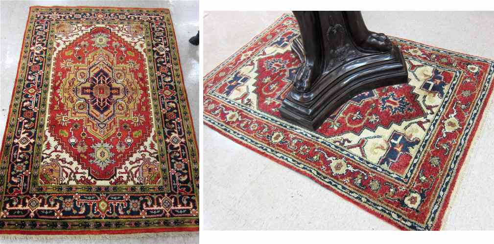 Appraisal: TWO SIMILAR HAND KNOTTED ORIENTAL AREA RUGS Persian Heriz or