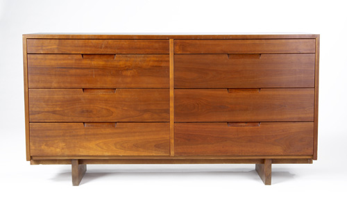 Appraisal: GEORGE NAKASHIMA Cherry eight-drawer dresser with pinned and dovetailed case