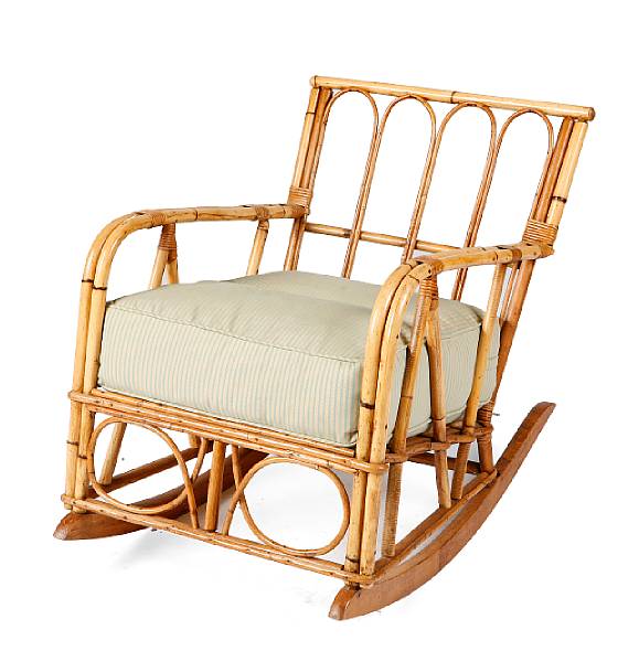 Appraisal: A bamboo rocking chair height in width in depth