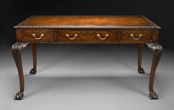 Appraisal: A George III style carved mahogany writing table late th