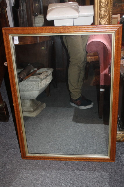 Appraisal: A MAPLE WOOD FRAME RECTANGULAR WALL MIRROR with gilt inner