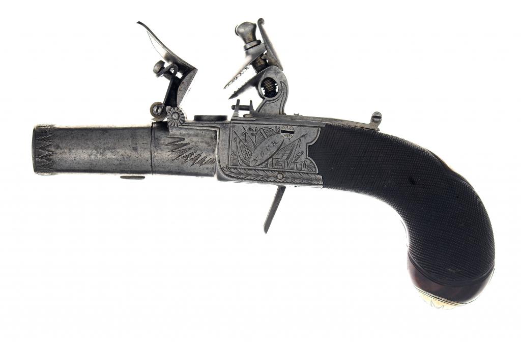 Appraisal: A FLINTLOCK POCKET PISTOL BY HENRY NOCK the cm turn-off