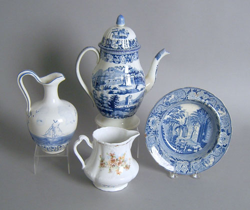 Appraisal: Pearlware coffeepot th c h together with a Staffordshire soup