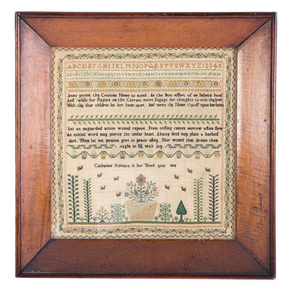 Appraisal: th c American Needlework Sampler Worked by Catharine Renison dated