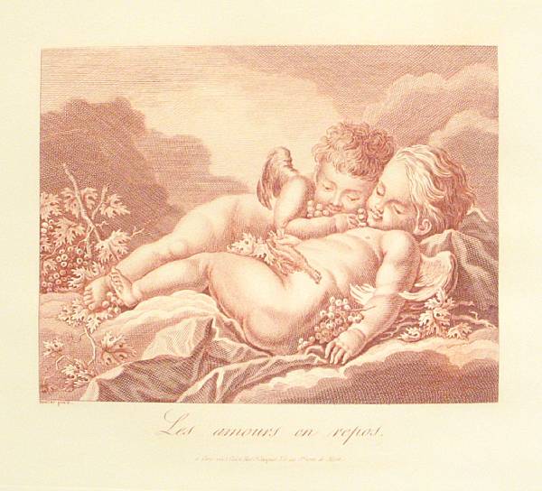 Appraisal: After Fran ois Boucher Les Amours en Repos Engraving late