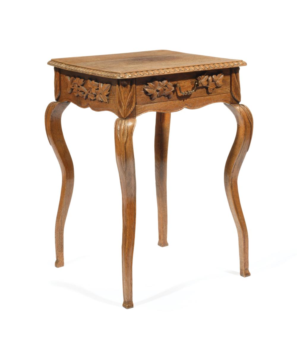 Appraisal: Louis XVI-Style Carved Elm Side Table early th c square