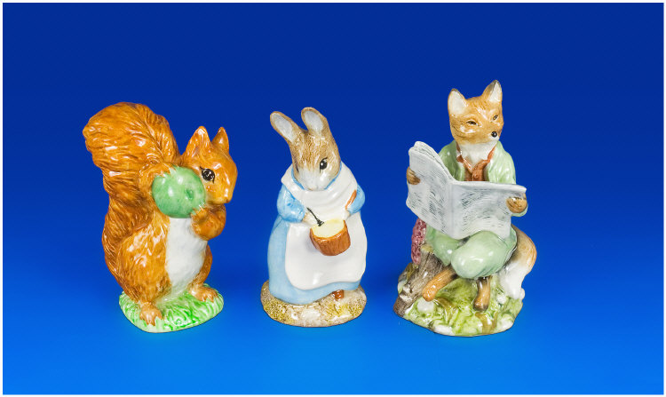 Appraisal: Three Royal Albert Beatrix Potter Figures Comprising Foxy Reading Mrs