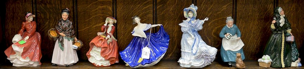 Appraisal: Group of seven Royal Doulton figures including Christmas Parcels Flowers