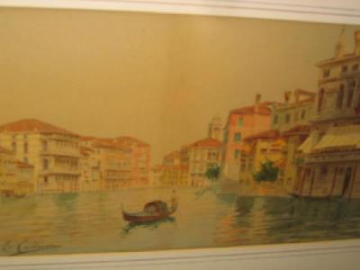 Appraisal: E CADORION Venetian Canal Scene a pair one signed x