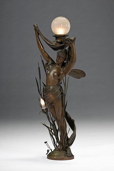 Appraisal: NEWELL POST ELECTROLIER OF WOOD NYMPH American or Continental th