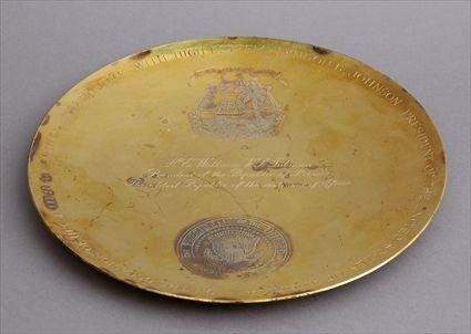 Appraisal: TIFFANY CO PRESENTATION SILVER-GILT PLATE Inscribed On the occasion of