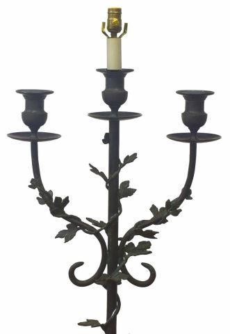 Appraisal: Maitland-Smith iron floor lamp late th c having leather shade