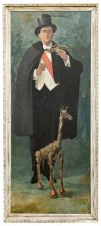 Appraisal: Putman Donald American Portrait of Giraffe Marionettist Circa s Vintage