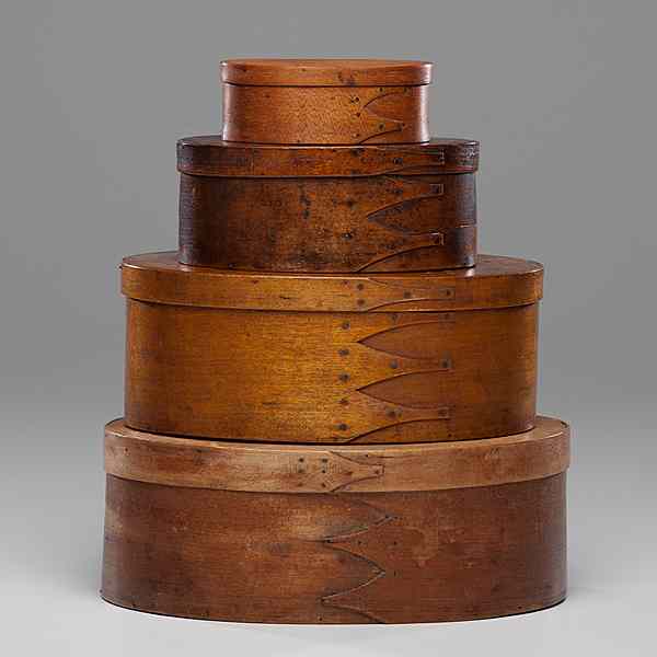 Appraisal: Shaker Oval Bentwood Boxes American late th century An assembled