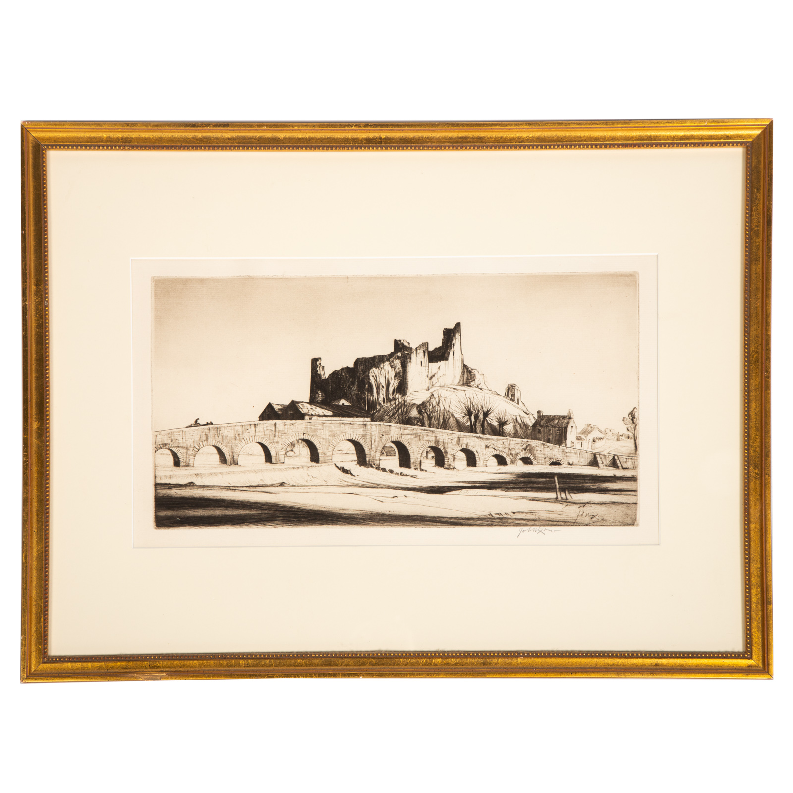 Appraisal: JOB NIXON GLAINWORTH CASTLE ETCHING British - Etching pencil signed