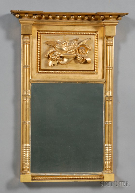 Appraisal: Federal Carved Gilt-gesso and Wood Mirror probably Massachusetts c the