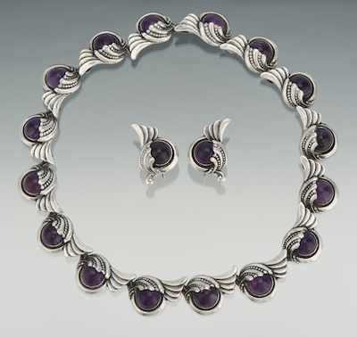 Appraisal: A Margot De Taxco Sterling Silver and Amethyst Necklace and