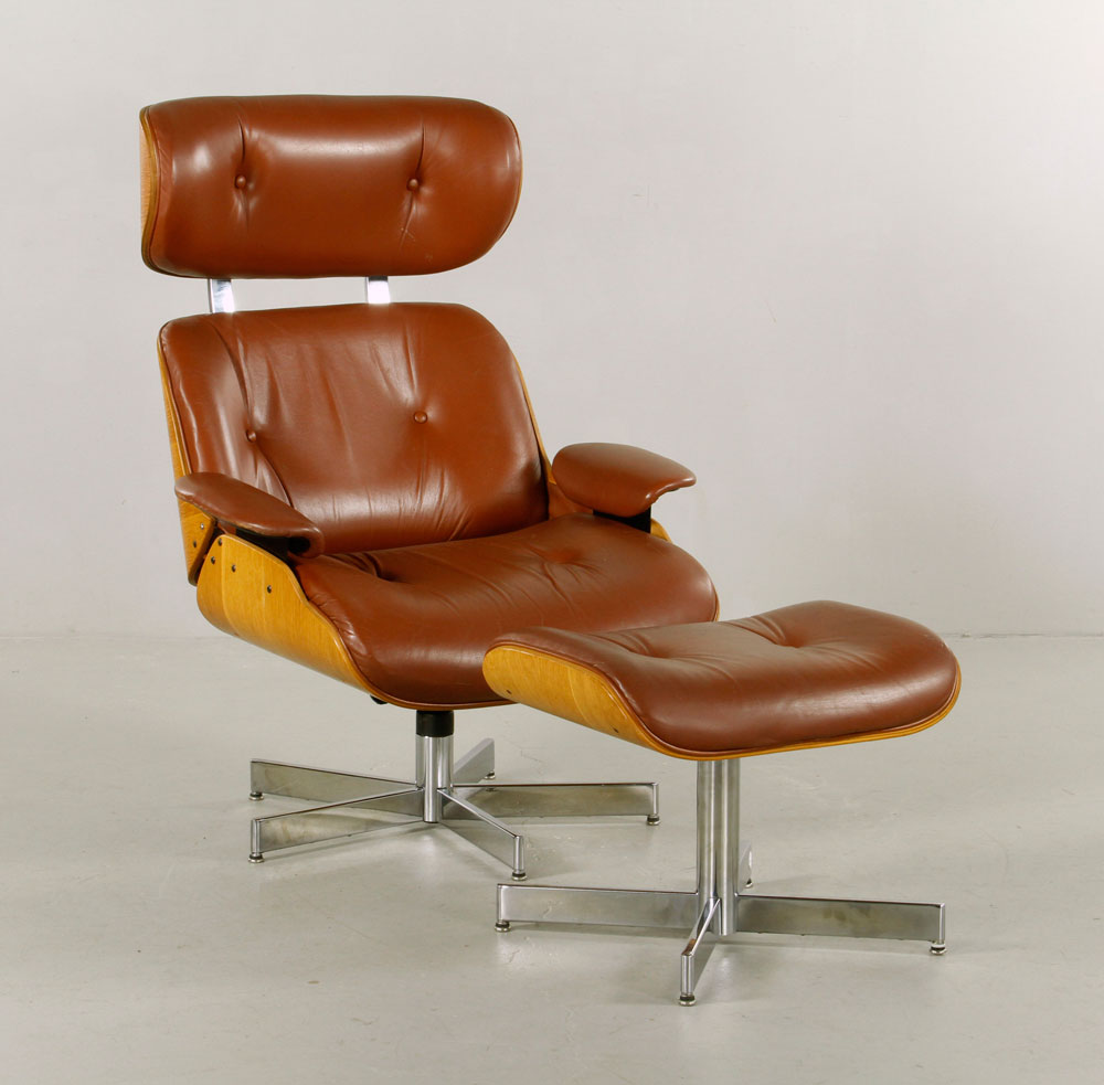 Appraisal: - Plycraft Chair and Ottoman Plycraft chair and ottoman brown