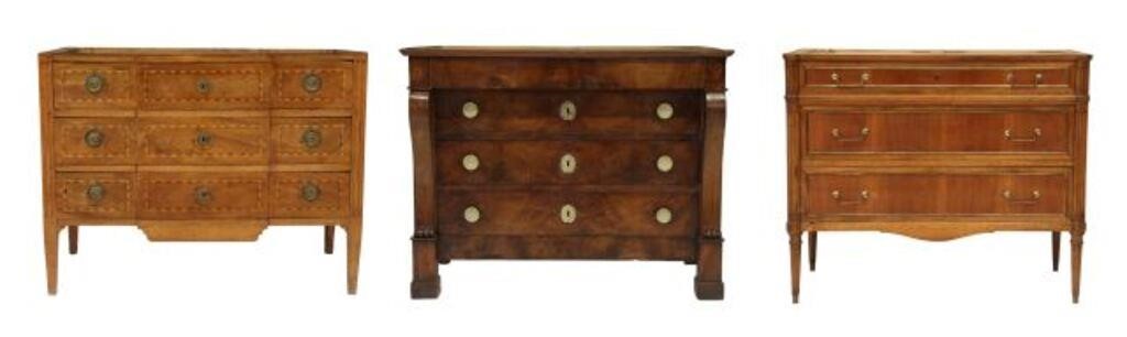 Appraisal: lot of French furniture Louis XVI three drawer commode th