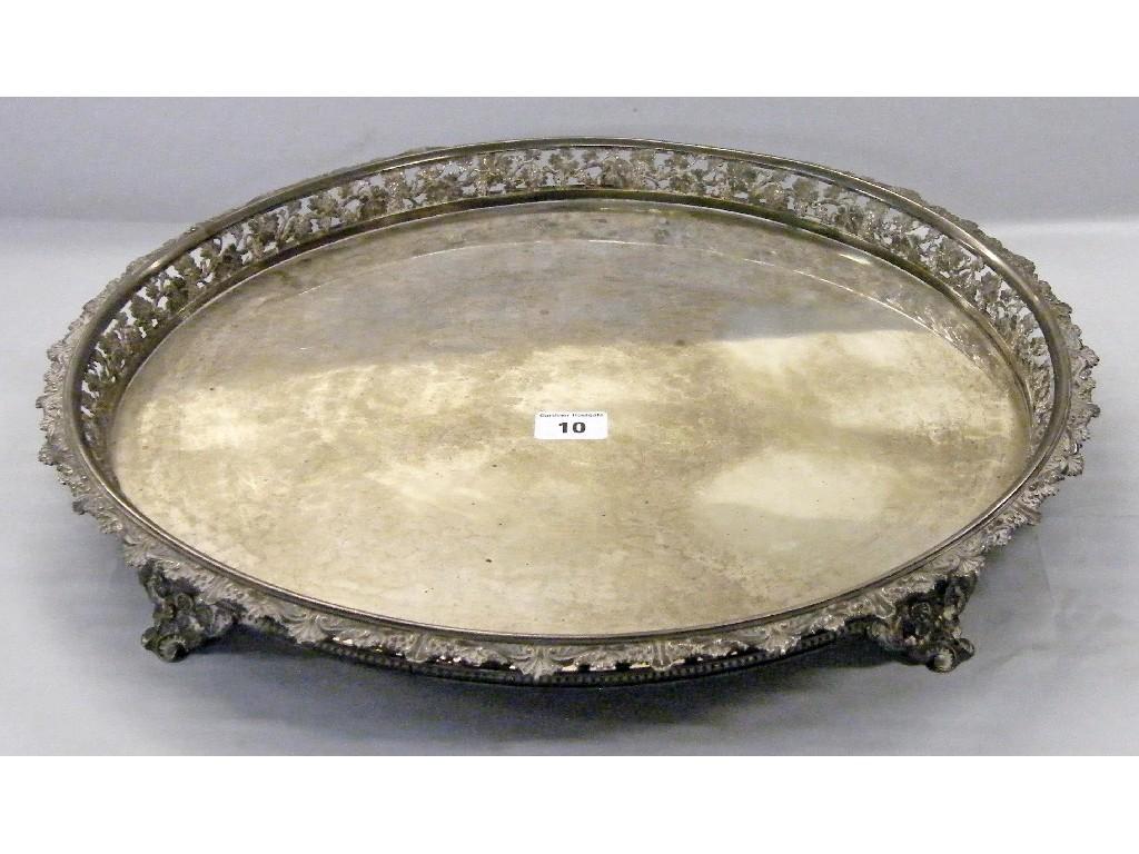 Appraisal: Large Victorian circular tray with raised pierced grape and vine