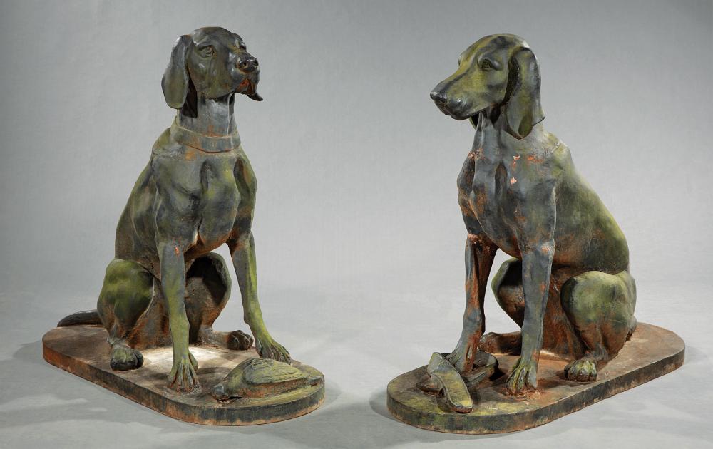 Appraisal: Pair of Cast Iron Figures of Hunting Dogs early th