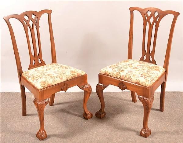 Appraisal: Pair of Chippendale Style Mahogany Sidechairs Pair of Chippendale Style