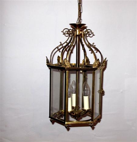 Appraisal: Two th century Georgian style brass hall lanterns the six