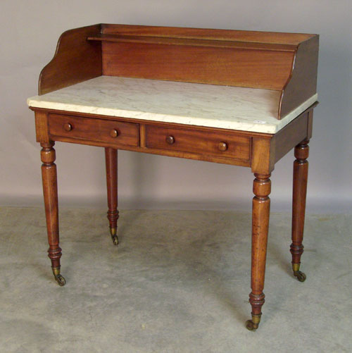 Appraisal: English mahogany server ca with marble top h w