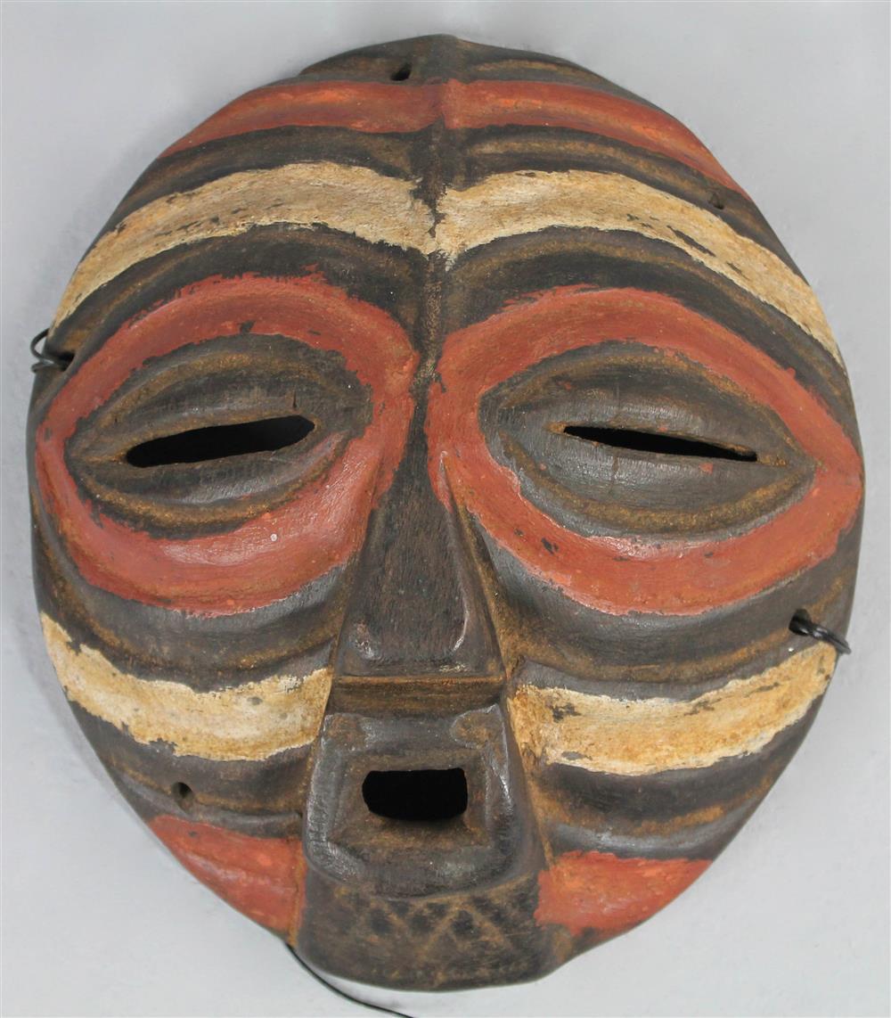 Appraisal: KIFWEBE LUBA TRIBE ZAIRE AFRICA POLYCHROME DECORATED MASK of circular