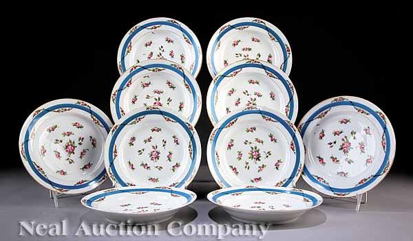 Appraisal: Ten Paris Porcelain Soup Plates mid- th c polychrome floral