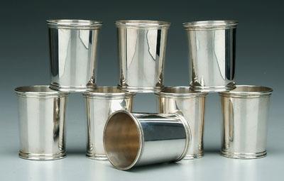 Appraisal: Eight Presidential sterling juleps round with tapered sides beaded borders