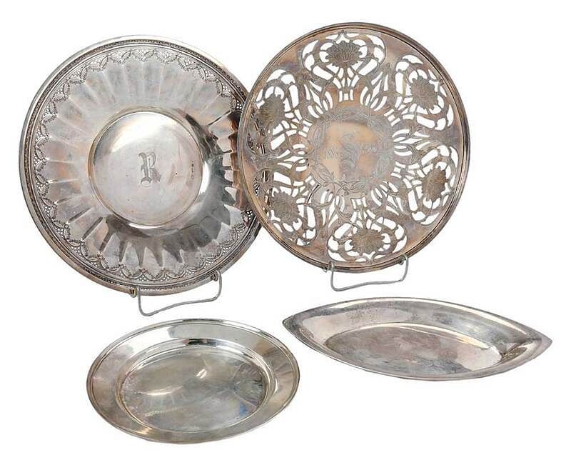 Appraisal: Four Sterling Serving Pieces American th century including Frank Whiting