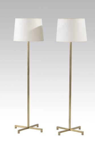 Appraisal: T H ROBSJOHN-GIBBINGS HANSEN Pair of brass floor lamps with