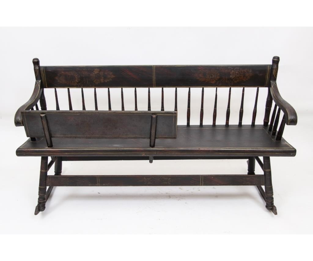 Appraisal: New England Federal paint decorated mammy bench circa decorated with