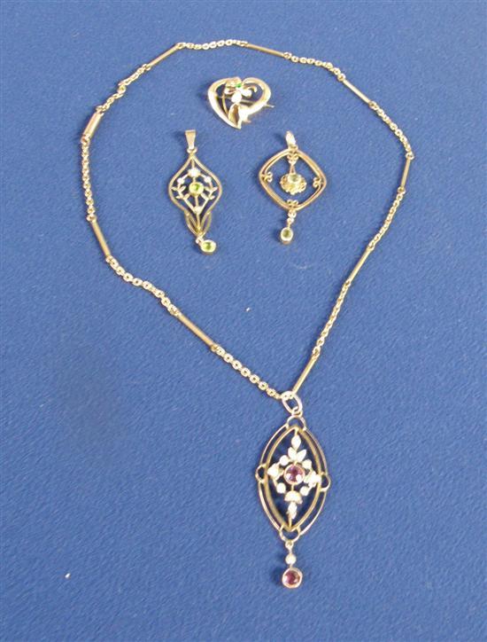 Appraisal: Late Victorian seed pearl and garnet set gold openwork pendant