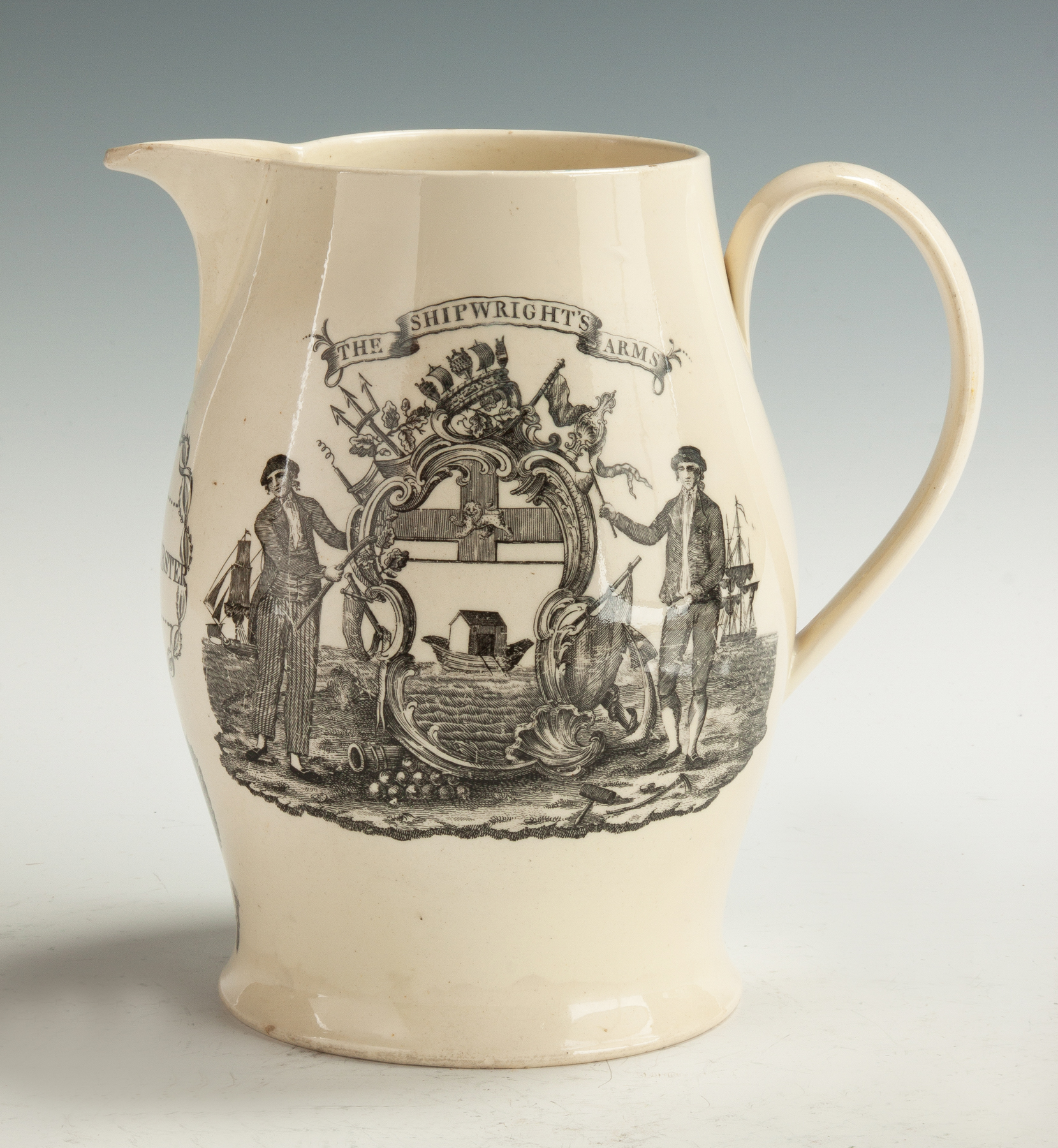 Appraisal: Rare Liverpool Creamware Pitcher Daniel Webster C The Shipwright's Arms