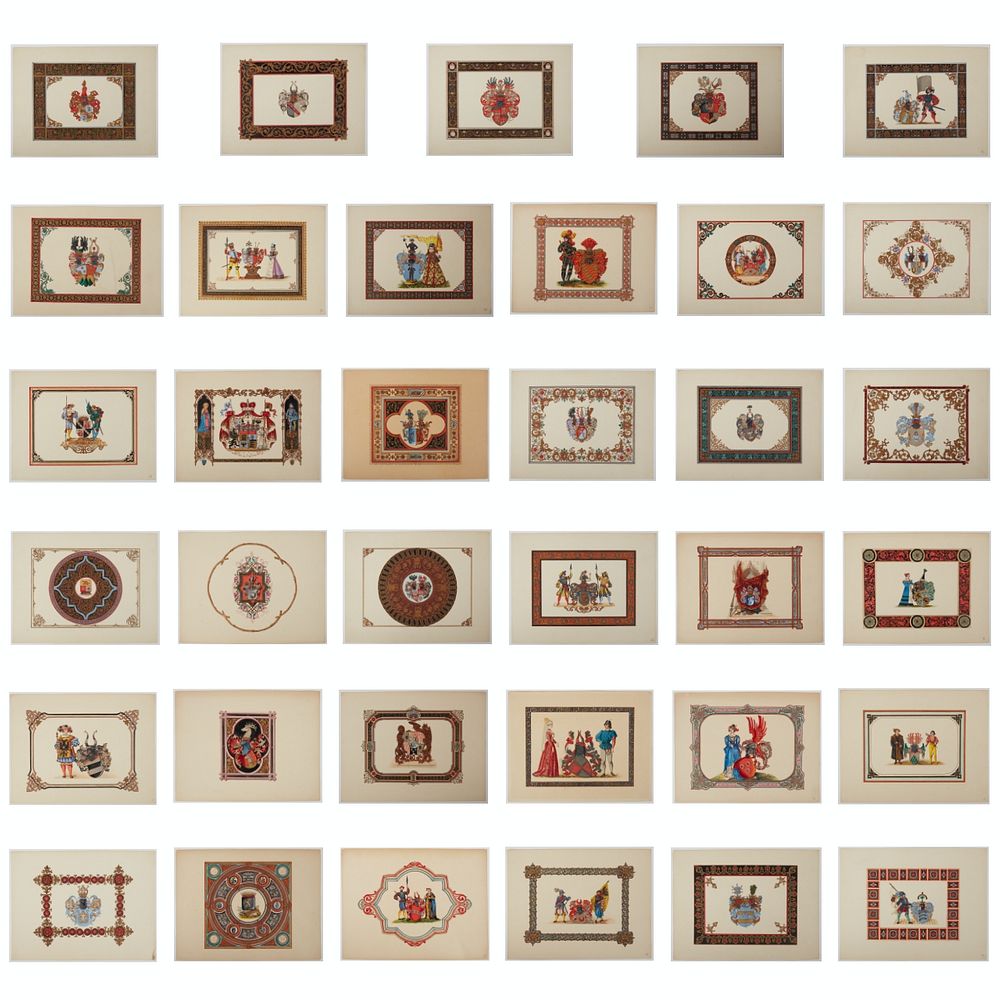 Appraisal: Grp Coat of Arms Paintings Group of thirty-five elaborate coat