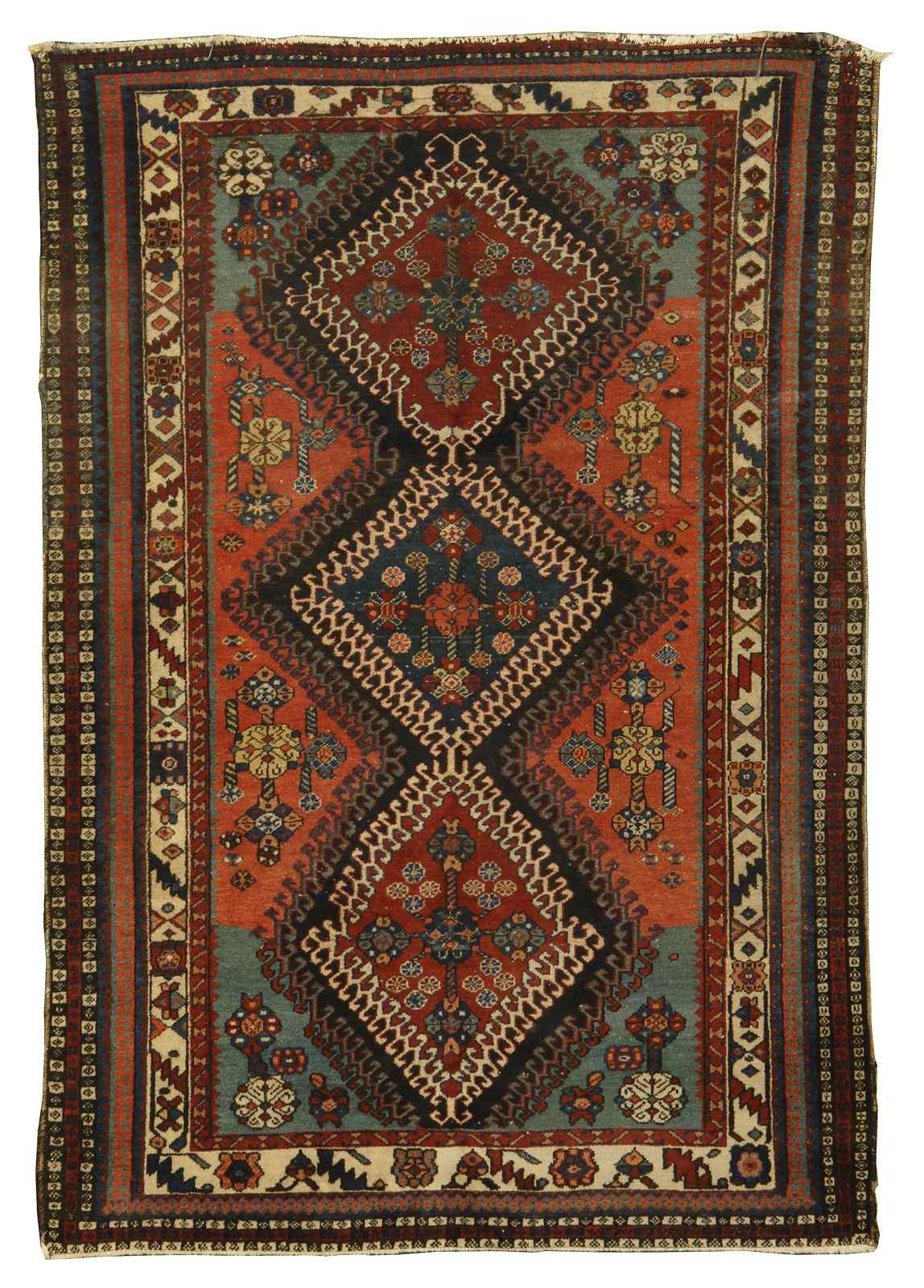 Appraisal: ORIENTAL RUG HAMADAN ' x ' '' Three linked medallions