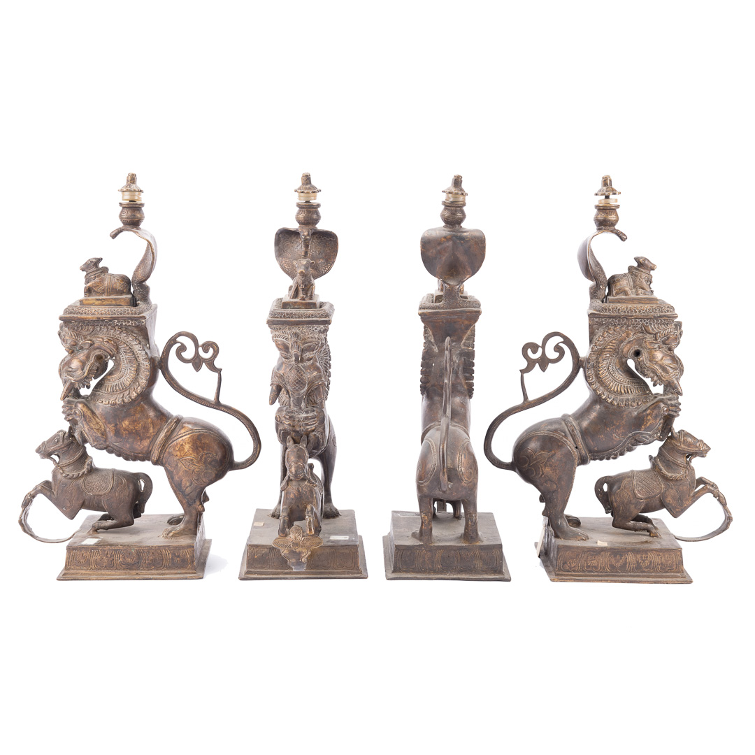 Appraisal: Set of four Indian bronze deity table supports th century