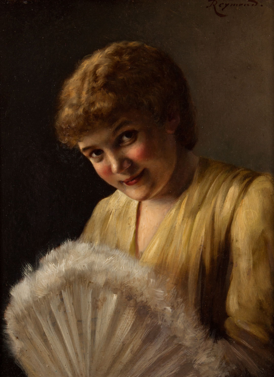 Appraisal: A Raymond Lady with Fan oil on panel Late th