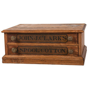 Appraisal: A John J Clark's Stenciled Oak Spool Cabinet American Early