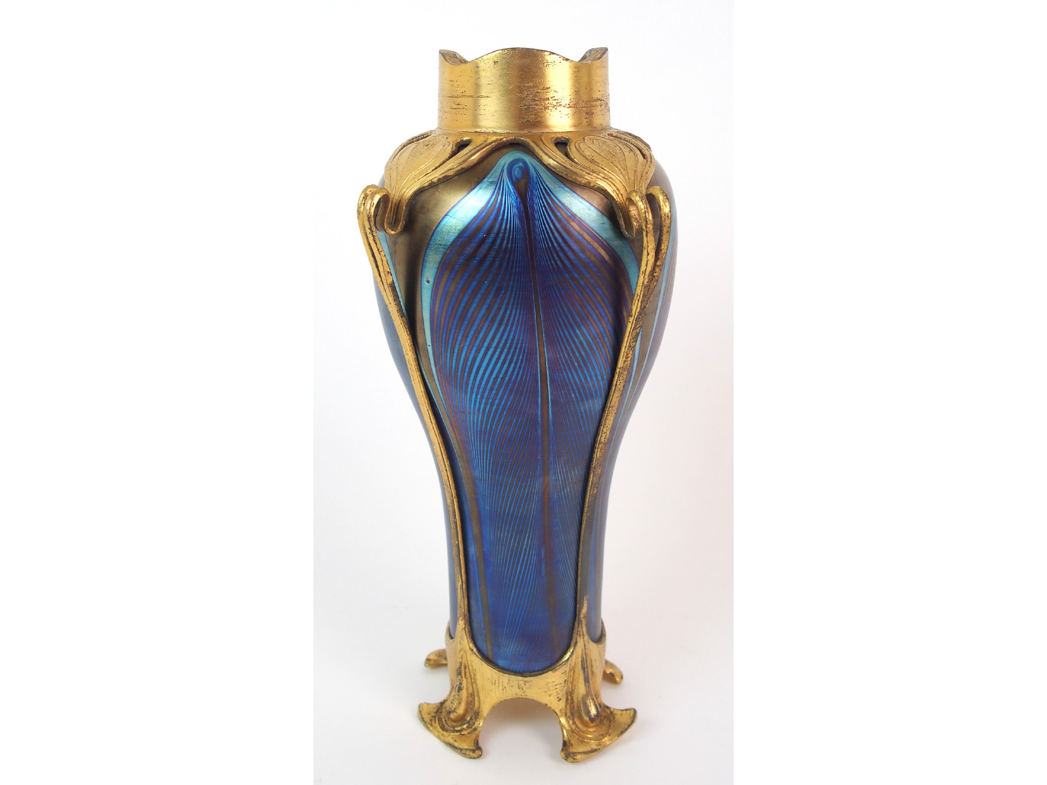 Appraisal: A Loetz Phaenomen genre glass vase with gilt spelter mountsiridescent