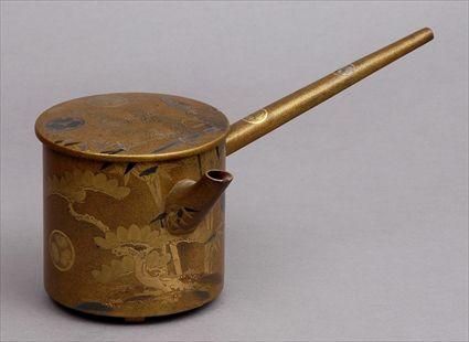 Appraisal: JAPANESE LACQUER WATER POT The cylindrical bowl with pine bamboo