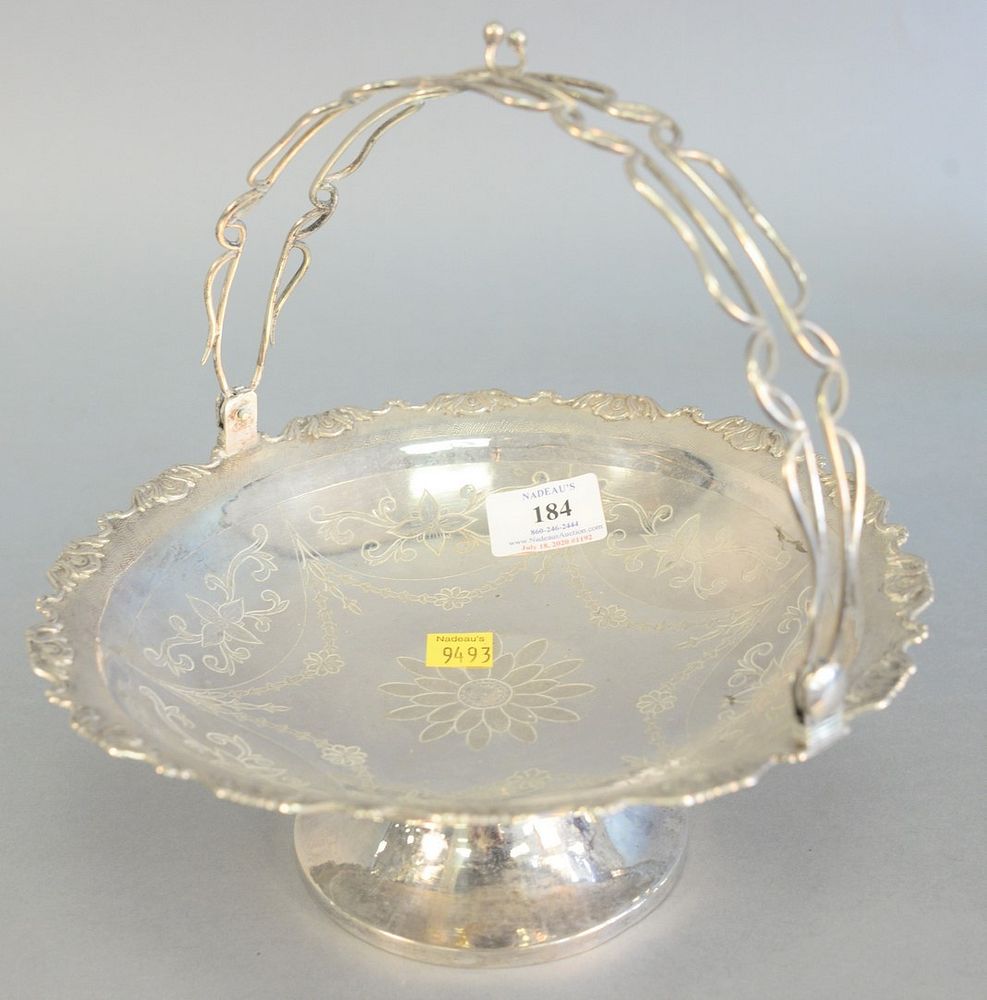 Appraisal: Chinese silver basket with two handles dia t oz Chinese